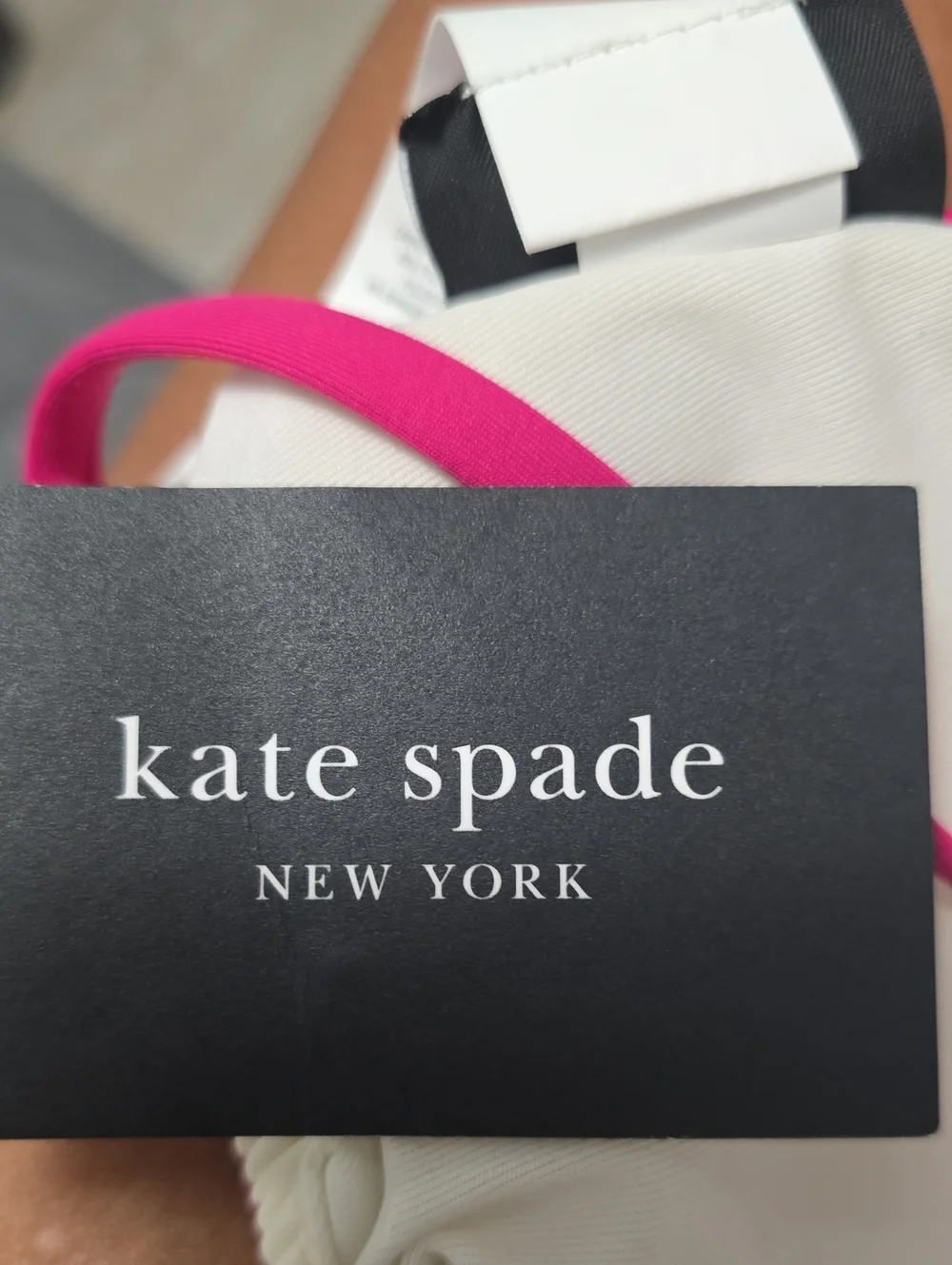 kate spade Pink & Creme Stripe Triangle Bikini Top Sz Med Nwt
